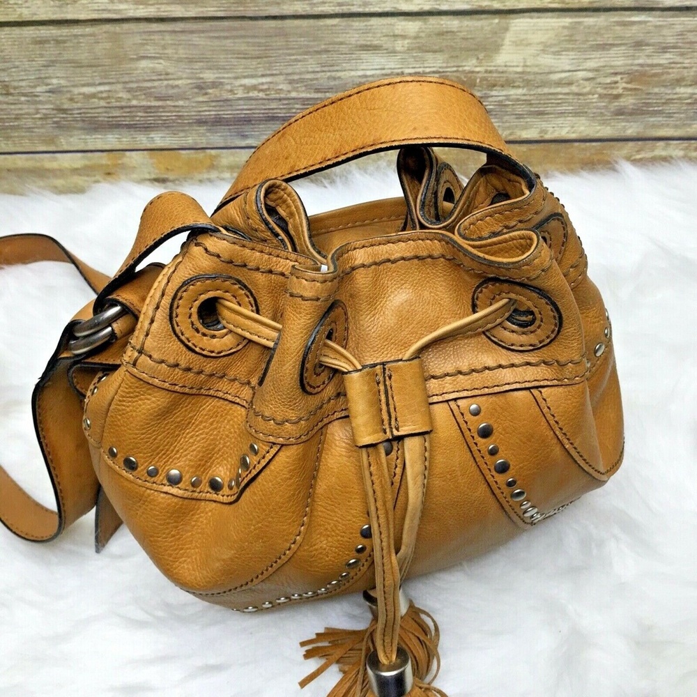 Fossil Fifty Four Molly Tan Brown Studded Bag - Picture 8 of 12